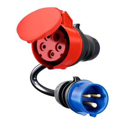 go-e adapter for Gemini flex 22 kW, CEE red three-phase 32A > CEE blue 16A